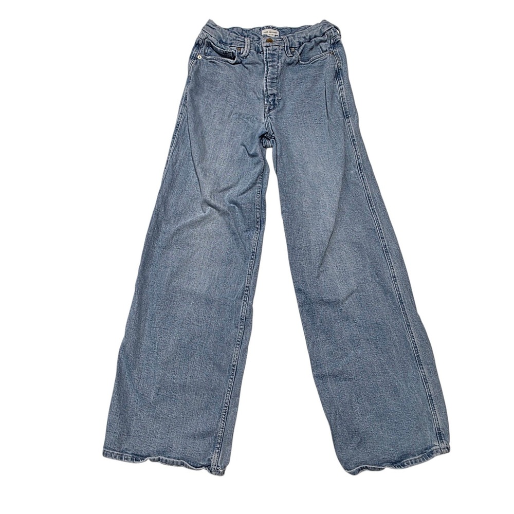 Good American Good Stacked Wide Leg Jeans Womens 8/29 Blue Cotton Lyocell Blend
